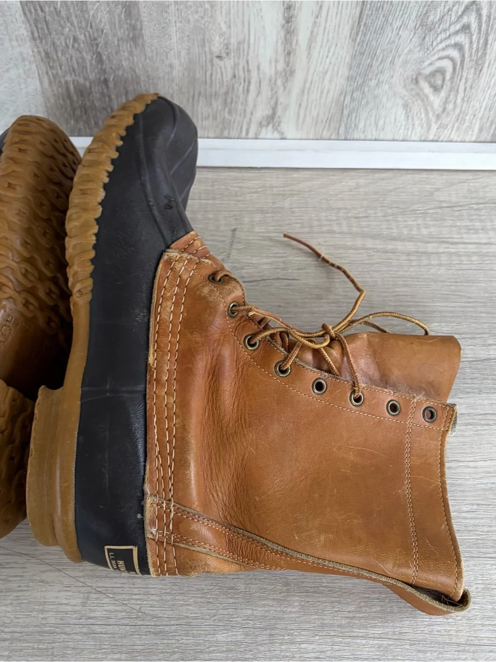 Vintage LL Bean Boot Maine Hunting Shoe Duck Bean  Brown Made In USA Mens